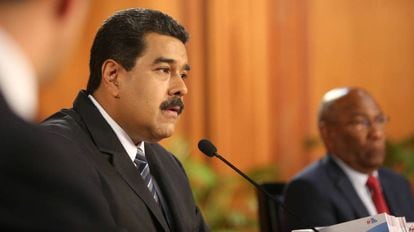 Nicolas Maduro em um encontro com empresários em Caracas.