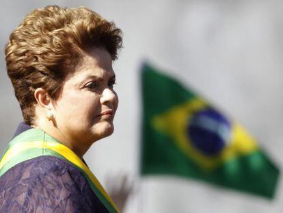 Dilma em um desfile militar neste domingo em Brasília.