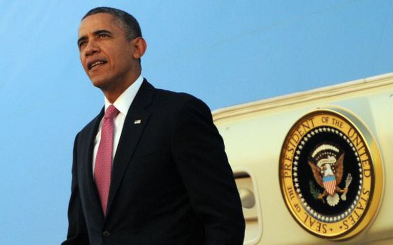 O presidente Obama a sua chegada a Seattle neste domingo.