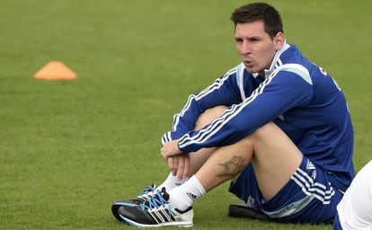 Messi, durante um treino com a Argentina.