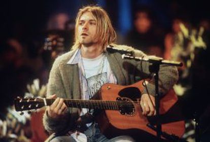 Cobain durante a gravação do acústico 'Unplugged in New York'.