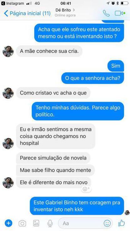 Conversa entre Renato Oliveira e a mãe de Binho