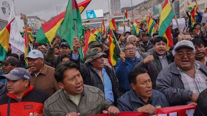Um dos protestos na Bolívia depois das eleições presidenciais.