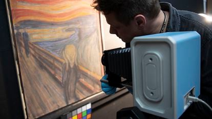 Pesquisador faz foto em infravermelho do quadro ‘O grito’, de Edvard Munch.