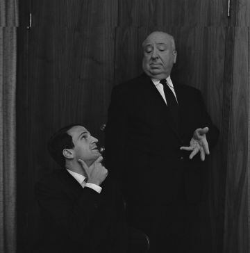 Truffaut e Hitchcock durante sessão de fotos depois da entrevista de seis dias, em 1962, retratados por Philippe Halsman.