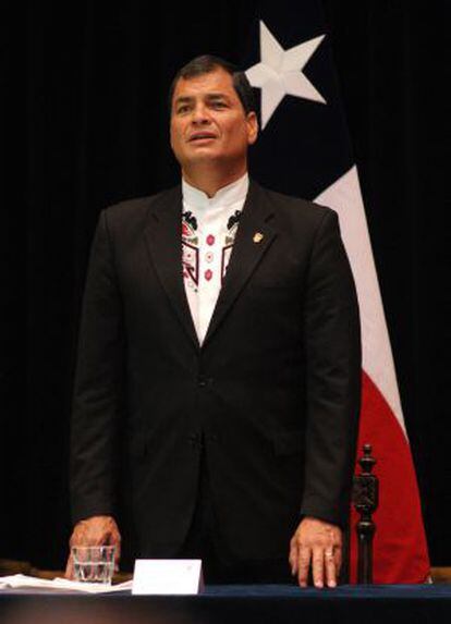 Rafael Correa, presidente do Equador, nesta quarta-feira no Chile.