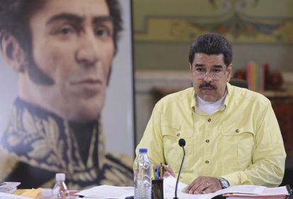 O presidente da Venezuela, Nicolás Maduro, em Caracas ontem.