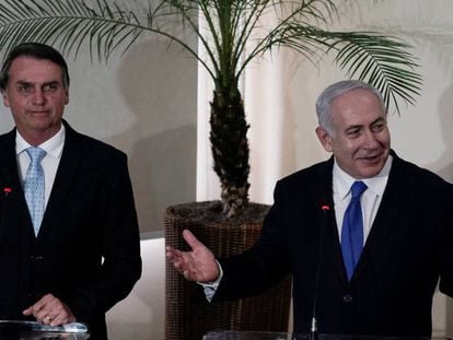 Bolsonaro e o premiê israelense Benjamin Netanyahu no Rio. 