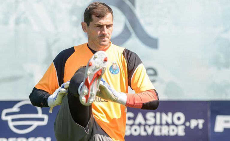 Iker Casillas durante o treinamento desta quarta-feira, antes do infarto