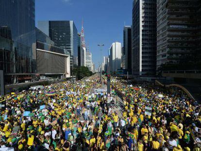 Protesto na Avenida Paulista neste domingo.