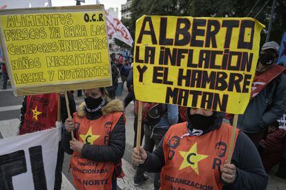 Manifestação em junho contra a fome em Buenos Aires.