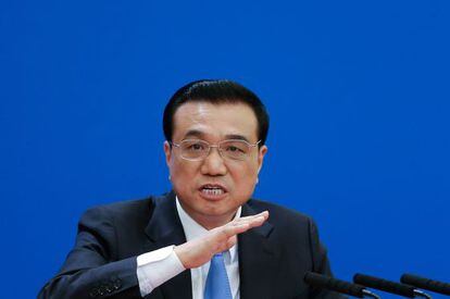 O primeiro-ministro chinês, Li Keqiang, neste domingo em Pequim.