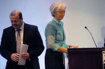 Christine Lagarde e o presidente do Banco Central, Alexandre Tombini, no Rio.