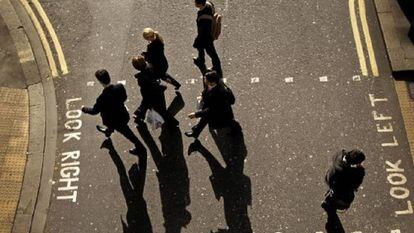 Executivos na City, em Londres.