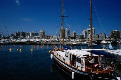 Porto e vista panorâmica de Punta del Este (Uruguai).