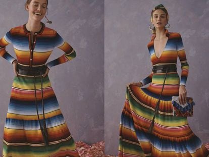 Vestidos da estilista Carolina Herrera inspirados no poncho de Saltillo.