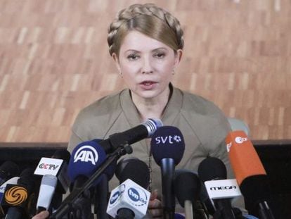 A candidata à Presidência Yulia Timoshenko em Donetsk.