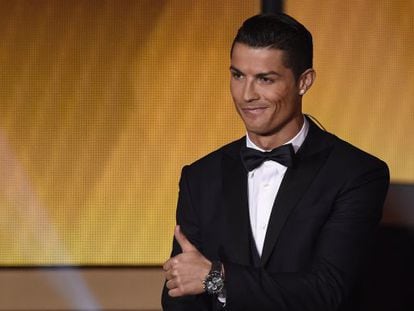 Cristiano Ronaldo, na cerimônia de entrega do prêmio.