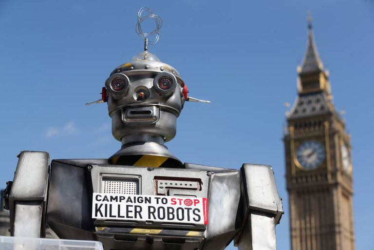 Campanha contra o uso de robôs na guerra, em Londres, em 2013.
